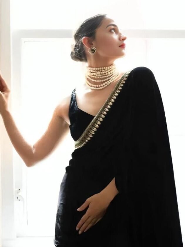 Alia Bhatt in Black Velvet Sarees