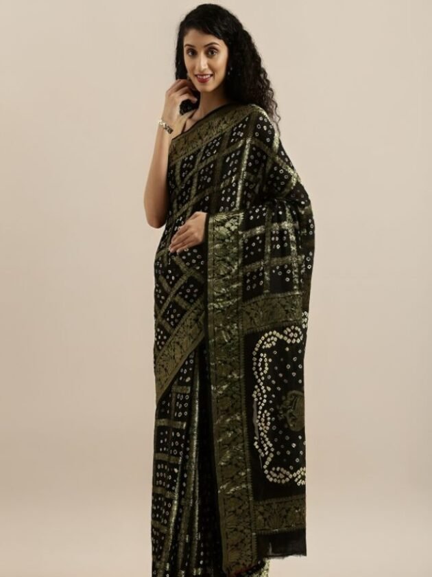 Black Bandhani Saree