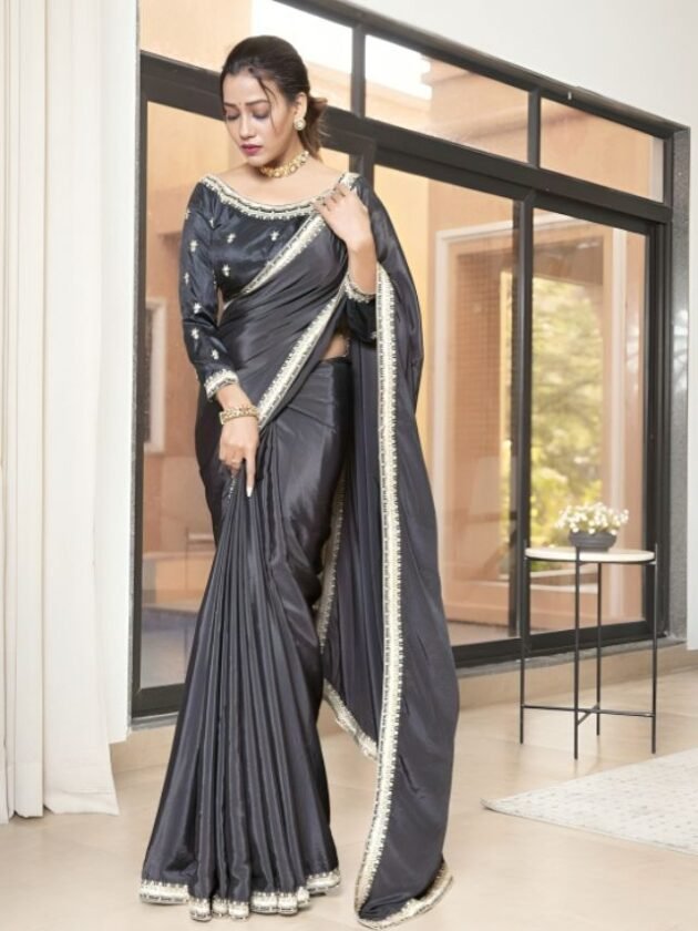 Black Crepe Saree