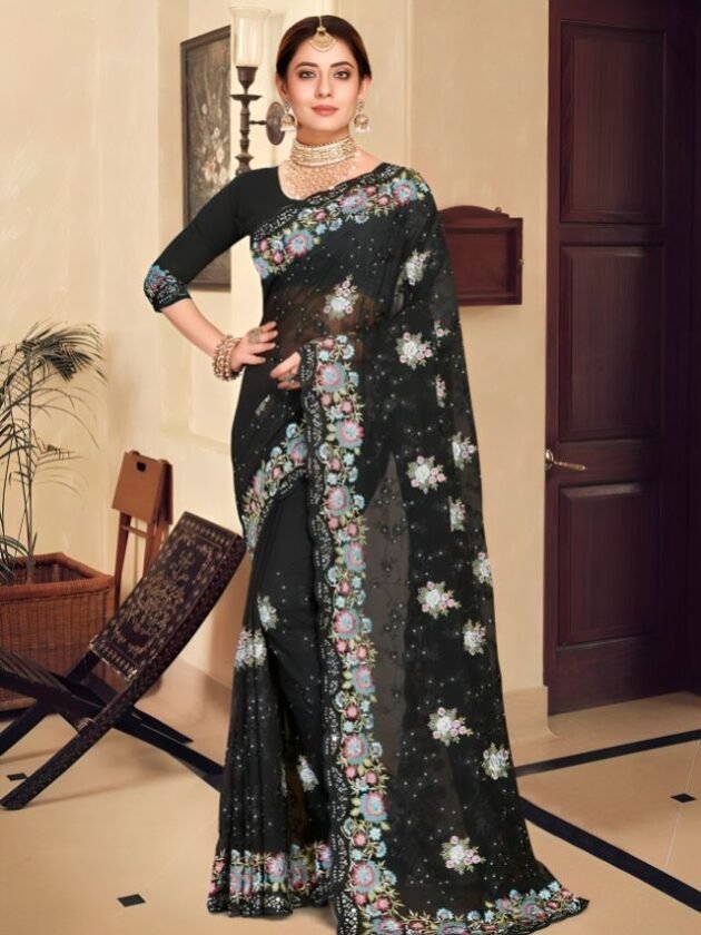 Black Embroidered Saree