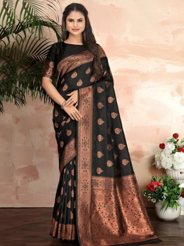 Black Jacquard Saree