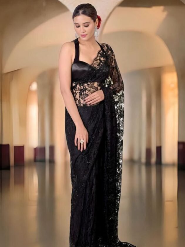 Black Lace Saree