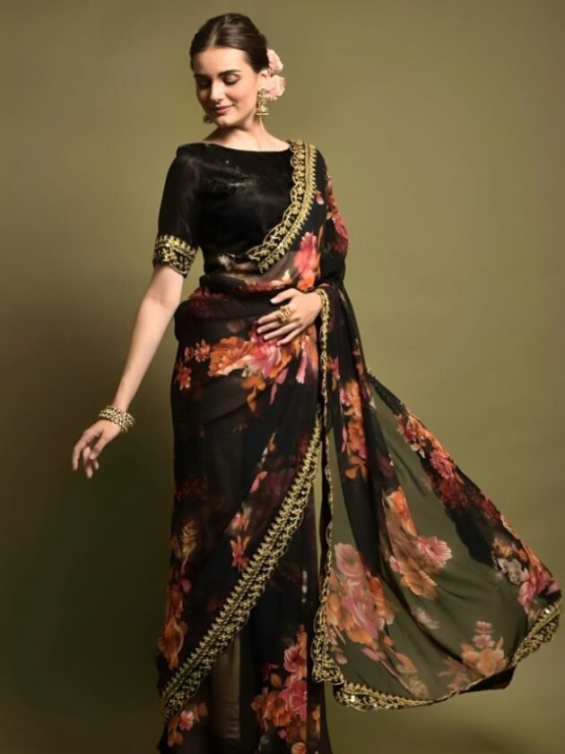 Black Printed Saree