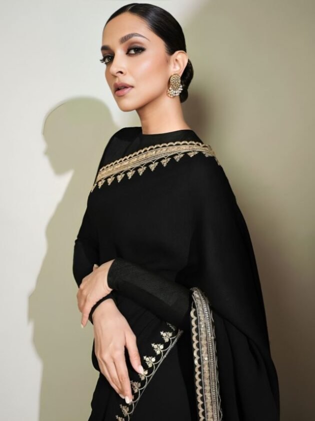 Deepika Padukone in Black Bollywood Saree