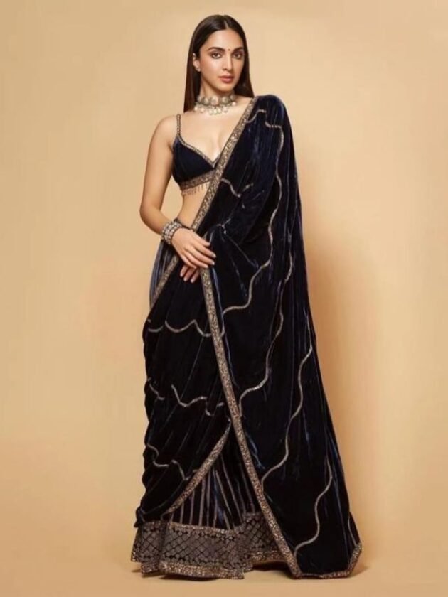 Kiara Advani in Black Partywear Saree