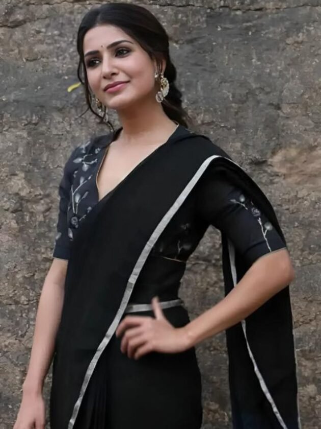 Samantha’s Plain Black Saree for Women