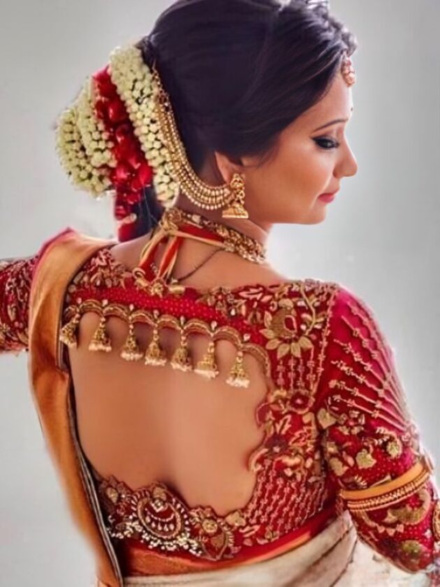 Jhumka-attached Blouse Back Style