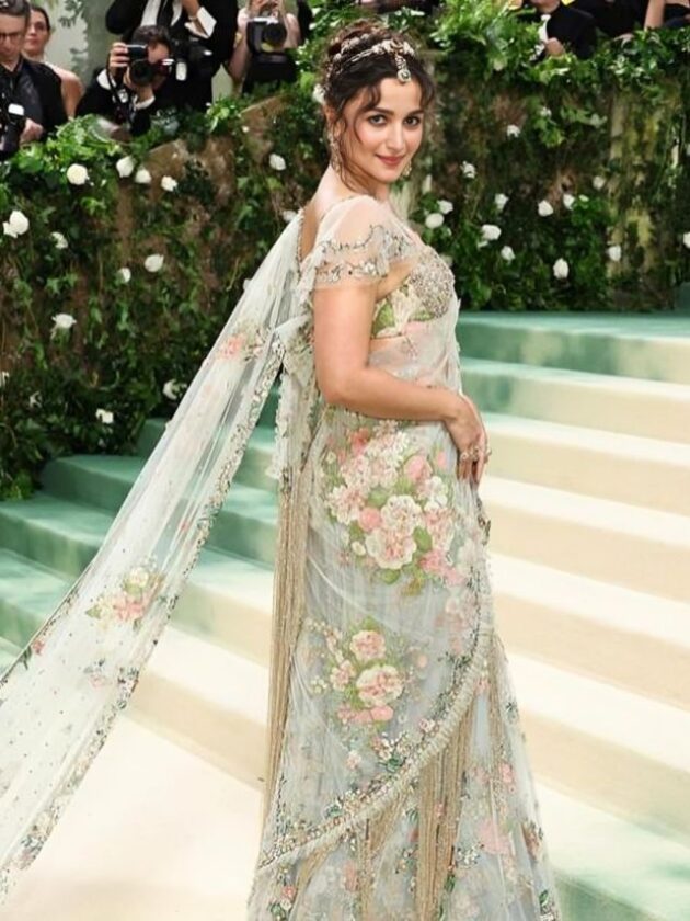 Alia Bhatt in Floral Sabyasachi Saree