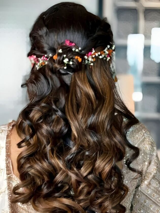 Beachy waves with small flowers for wedding