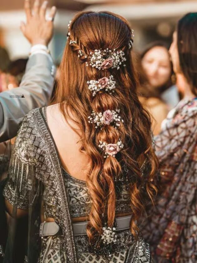 Bubble braids with Open Hair For Wedding