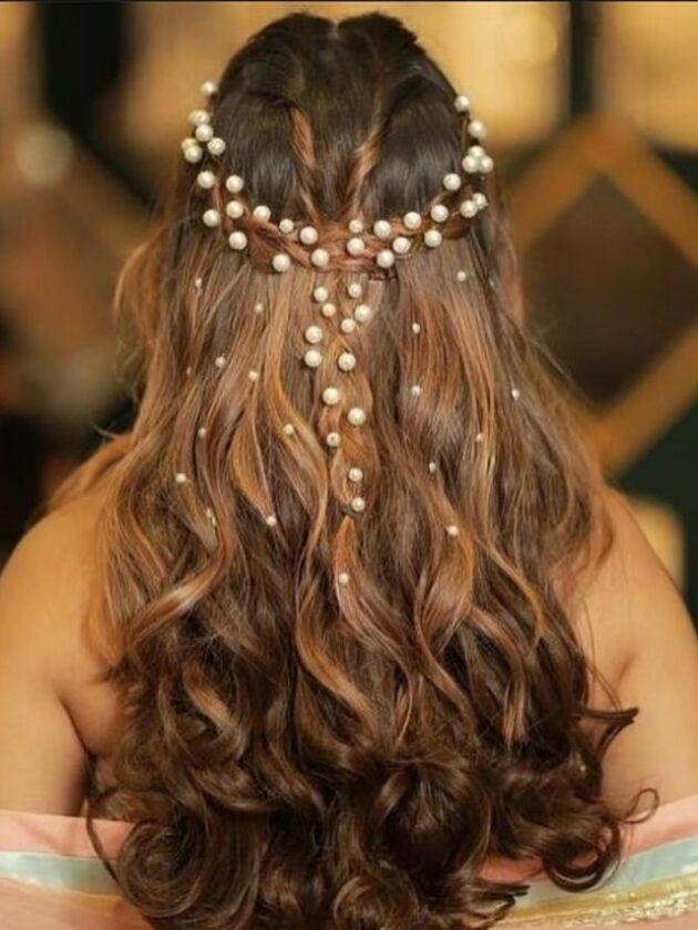 Pearl Studded Open Hair for wedding