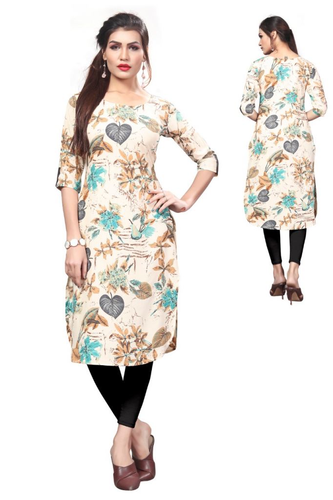 Buy Digital Printed Straight White kurtis at Rs. 580 online from Fab ...
