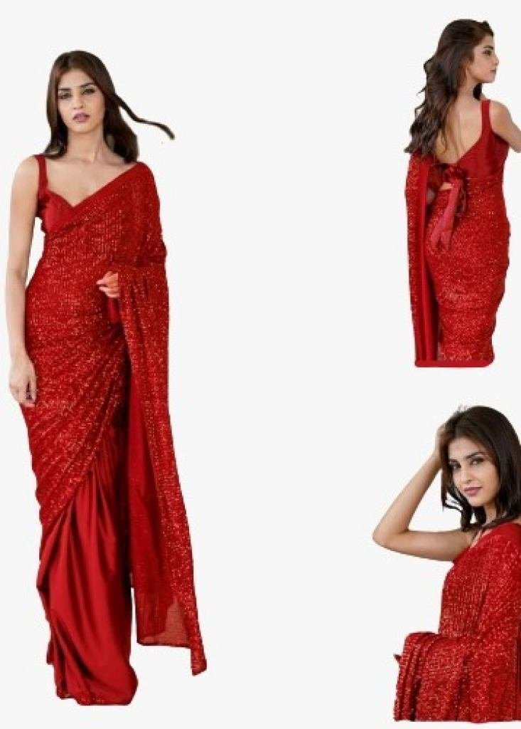 RED COLOUR DOLA SILK SAREE 1619761300