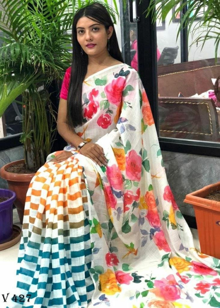 Buy Basil Pure Handwoven Linen Zari Saree | Newly Launched – Chidiyaa