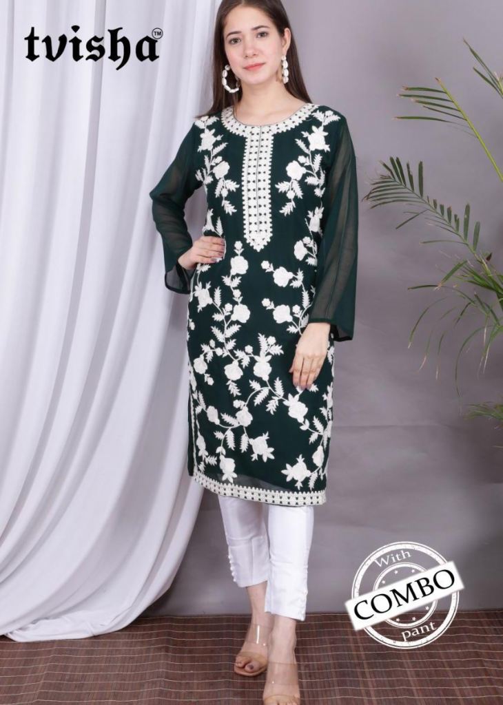 Buy best quality pant and fancy embroidery work kurti at best rate from ...
