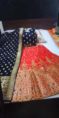 Banarasi brocade Lehenga With Padded Blouse And Banarasi Dupatta 