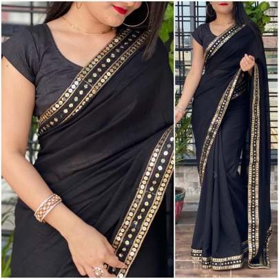 Designer Vichitra Silk Saree For Women