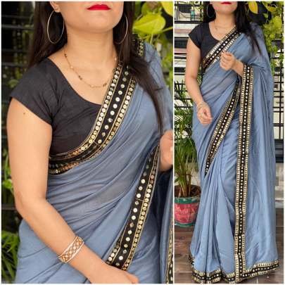 Designer Vichitra Silk Saree For Women