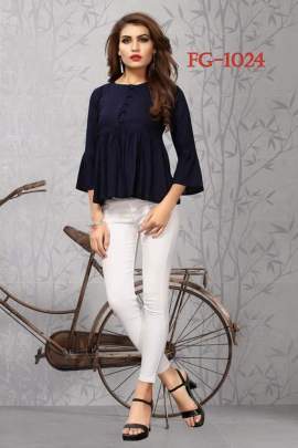 Rayon Full Sleeve Round Neck Western Top
