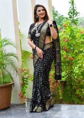 Mahi Black  bandhej saree