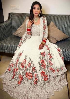 Rakhi white colour  fancy gown