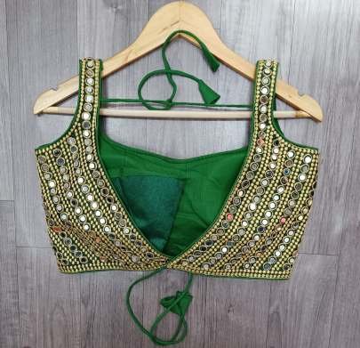 Rashi Real Heavy Silk Embroidery Mirror Sleeveless Ready Made Blouse