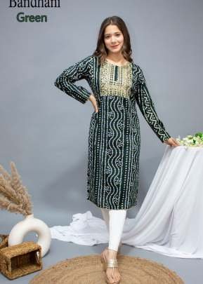 Rashika Bandhej  Side Cut Kurti