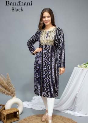 Rashika Bandhej  Side Cut Kurti