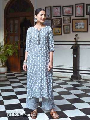 AAYAA Vol 7 Blue Digital Printed Pure Muslin Silk Kurtis Set