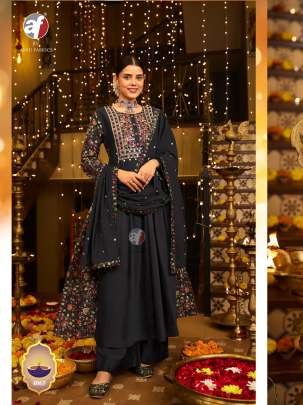 AF by Viscose Black Kurti Palazzo and Dupatta