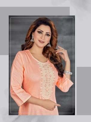 Alishka Brand Sparkle Neck Work Regular Wear Kurti Cataloge