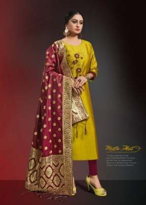 Alishka Fashion Brand Occasion Vol 3 Designer Silk Kurtis With Banarasi Dupatta
