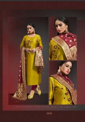 Alishka Fashion Brand Occasion Vol 3 Designer Silk Kurtis With Banarasi Dupatta