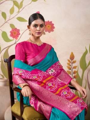 Attractive Firogi Weaving Work Patola Print Tussar Saree
