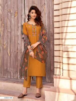 Anieya Brand Present Eliza Vol 1 Viscose Embroidered Kurtis Pant Dupatta