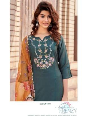 Anieya Brand Present Eliza Vol 1 Viscose Embroidered Kurtis Pant Dupatta
