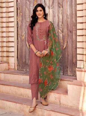 Anieya Brand Present Eliza Vol 1 Viscose Embroidered Kurtis Pant Dupatta