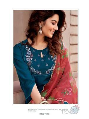 Anieya Brand Present Eliza Vol 1 Viscose Embroidered Kurtis Pant Dupatta