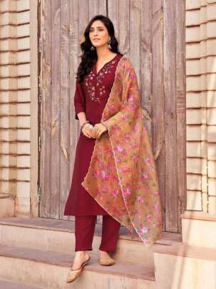 Anieya Brand Present Eliza Vol 1 Viscose Embroidered Kurtis Pant Dupatta