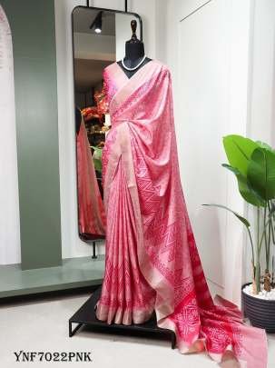 Attractive Pink Color Digital Printed Handloom Kotha Border Saree