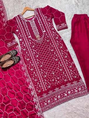 Attractive Readymade Designer Embroidery Long Ethnic Suits