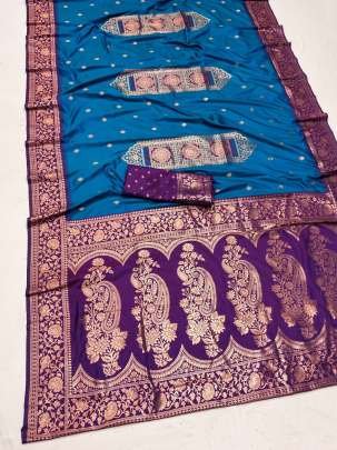 Azure Color Pure Banarasi Silk Saree