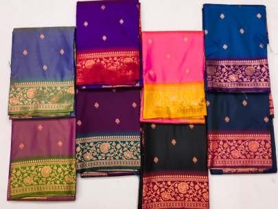 Azure Color Pure Banarasi Silk Saree