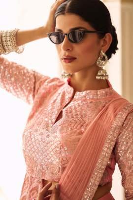 Baby Pink Colour Reday To Wear Saree
