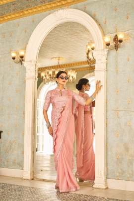 Baby Pink Colour Reday To Wear Saree