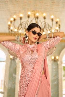 Baby Pink Colour Reday To Wear Saree