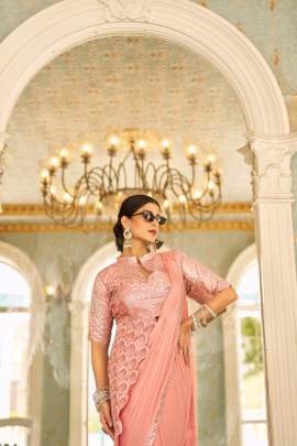 Baby Pink Colour Reday To Wear Saree