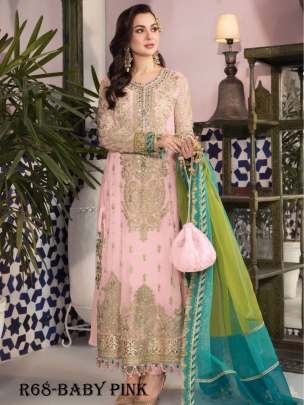 Baby Pink Sequence Work Georgette Unstitched Suits