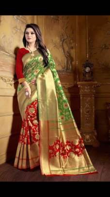 Fancy Banarasi Red Silk Saree By Fab Funda