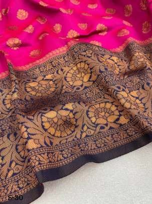 Banarasi Soft Silk Pink Zari Weaving Saree